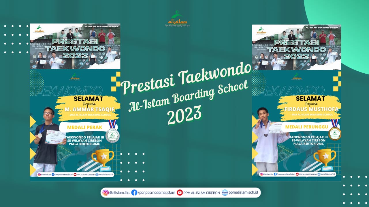 Alhamdulillah, selamat kepada santri Al-Islam yang berhasil memenangkan medali perak dan perunggu dalam ajang Taekwondo Pelajar III Se-Wilayah 3 Cirebon Tahun 2023